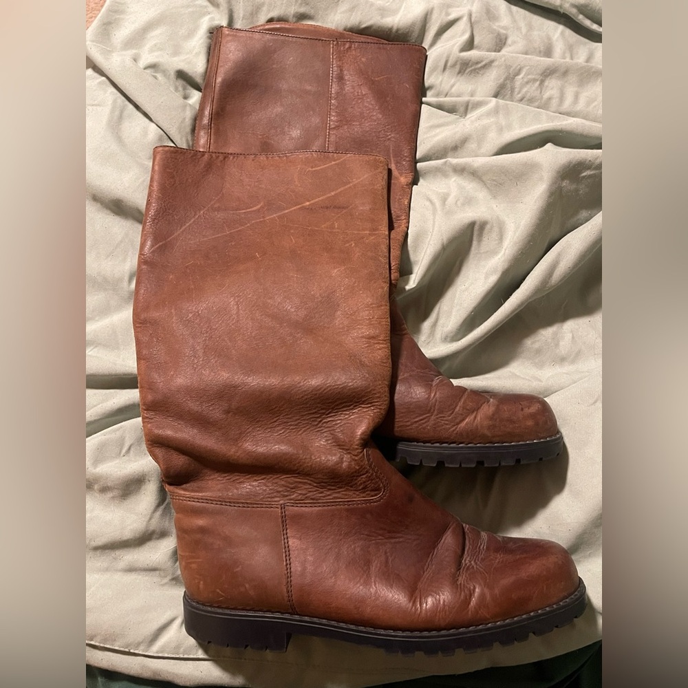 Vintage Eddie Bauer Brown Leather Knee-High Boots